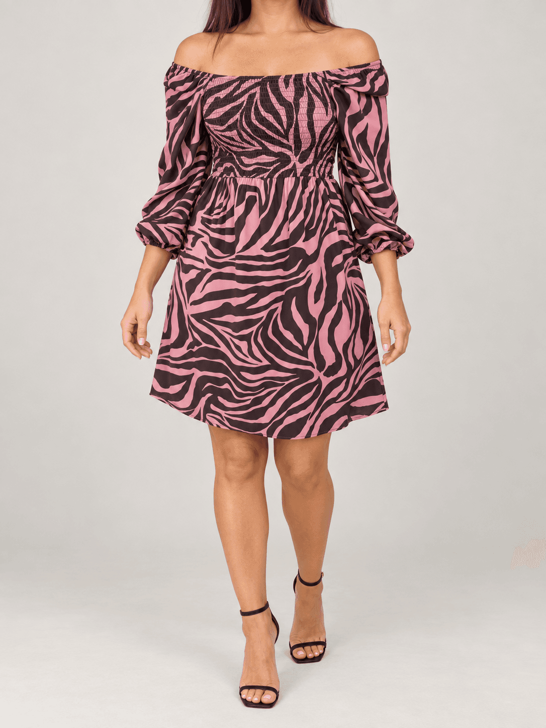 Sukienka wiskozowa LENKA MINI zebra wrzos