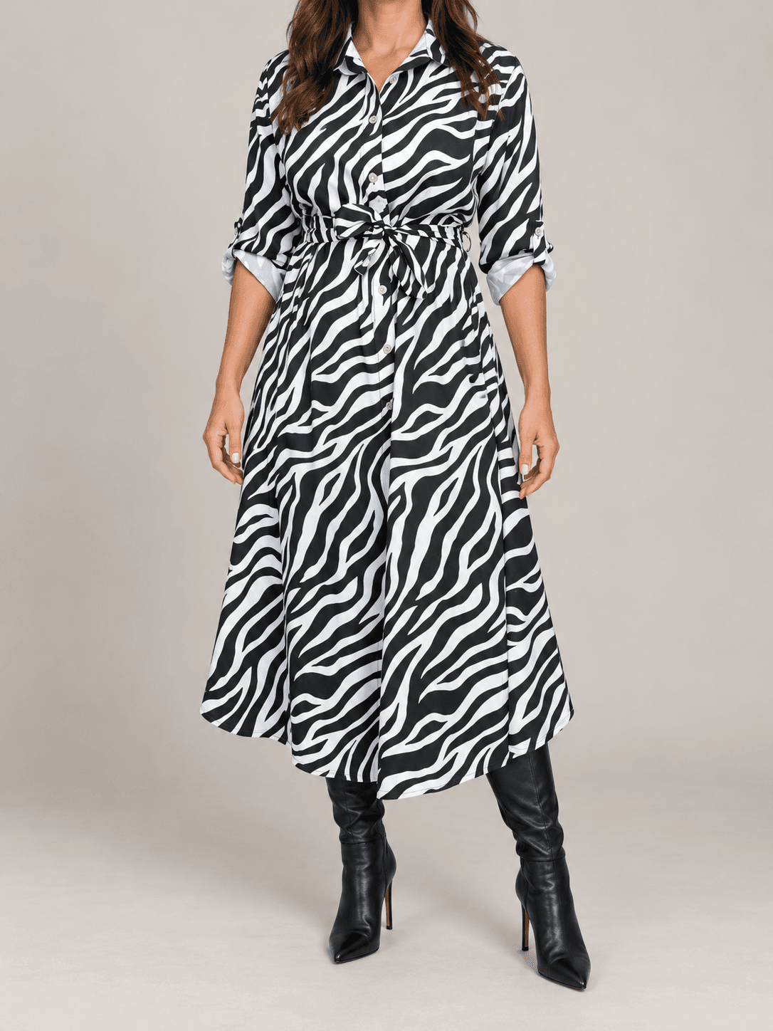 Sukienka MARLENA zebra biała