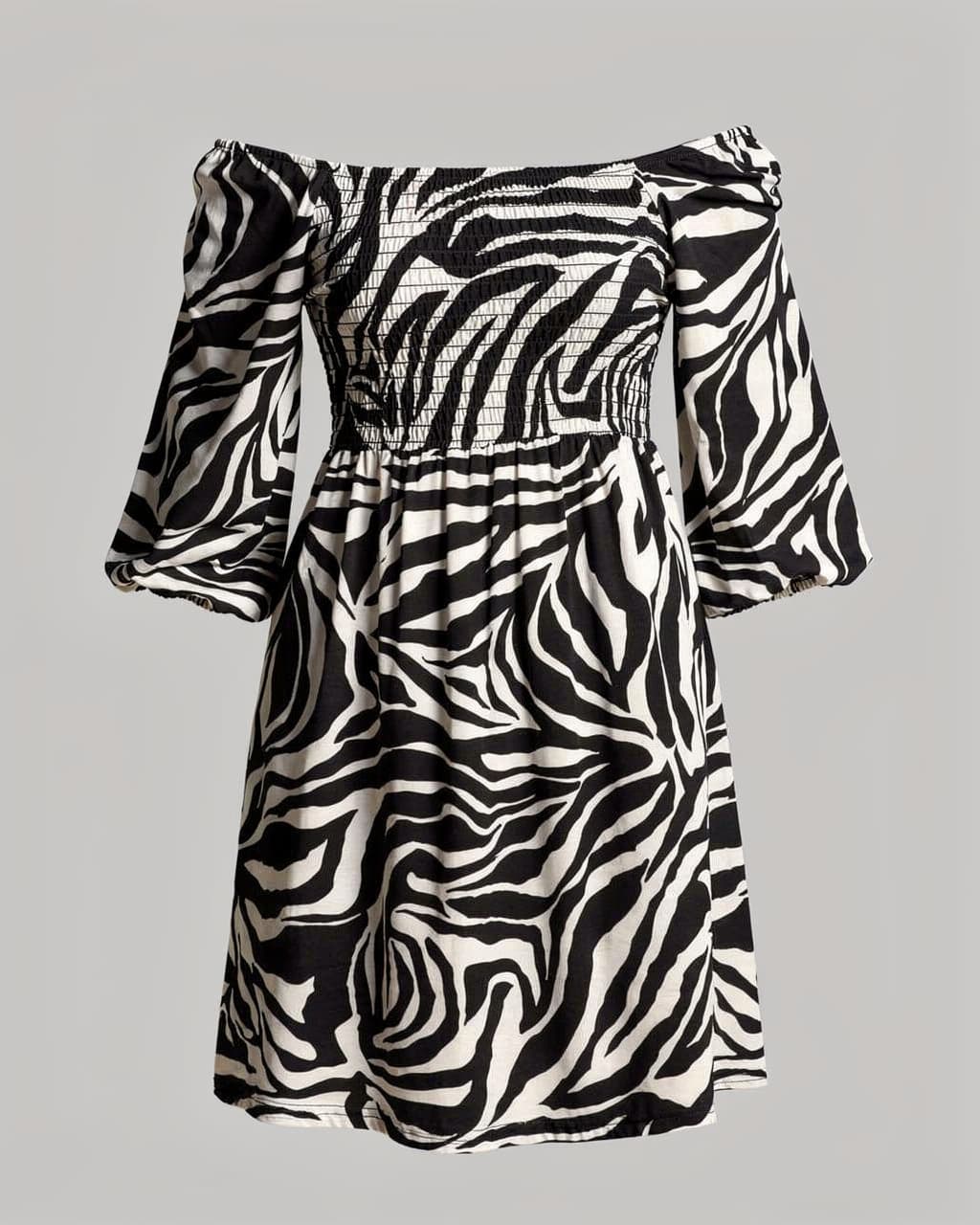 Sukienka wiskozowa LENKA MINI zebra ecru