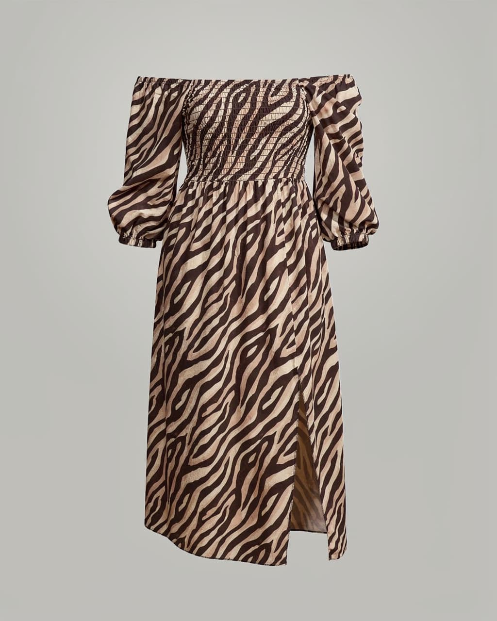 Sukienka wiskozowa LENKA MIDI zebra brąz