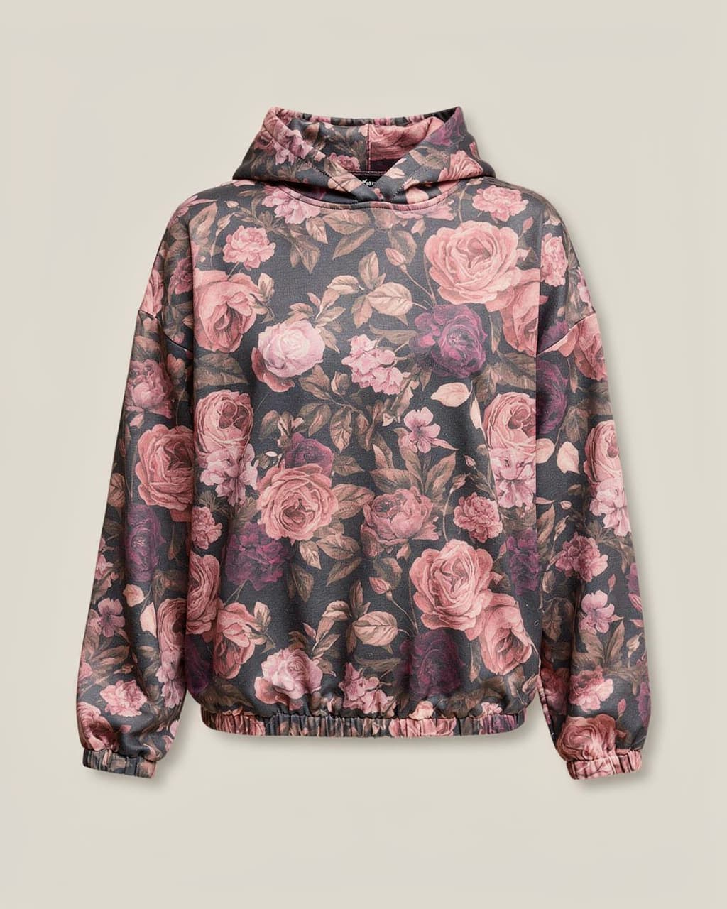 Bluza bawełniana AUTUMN czarna kwiaty brąz