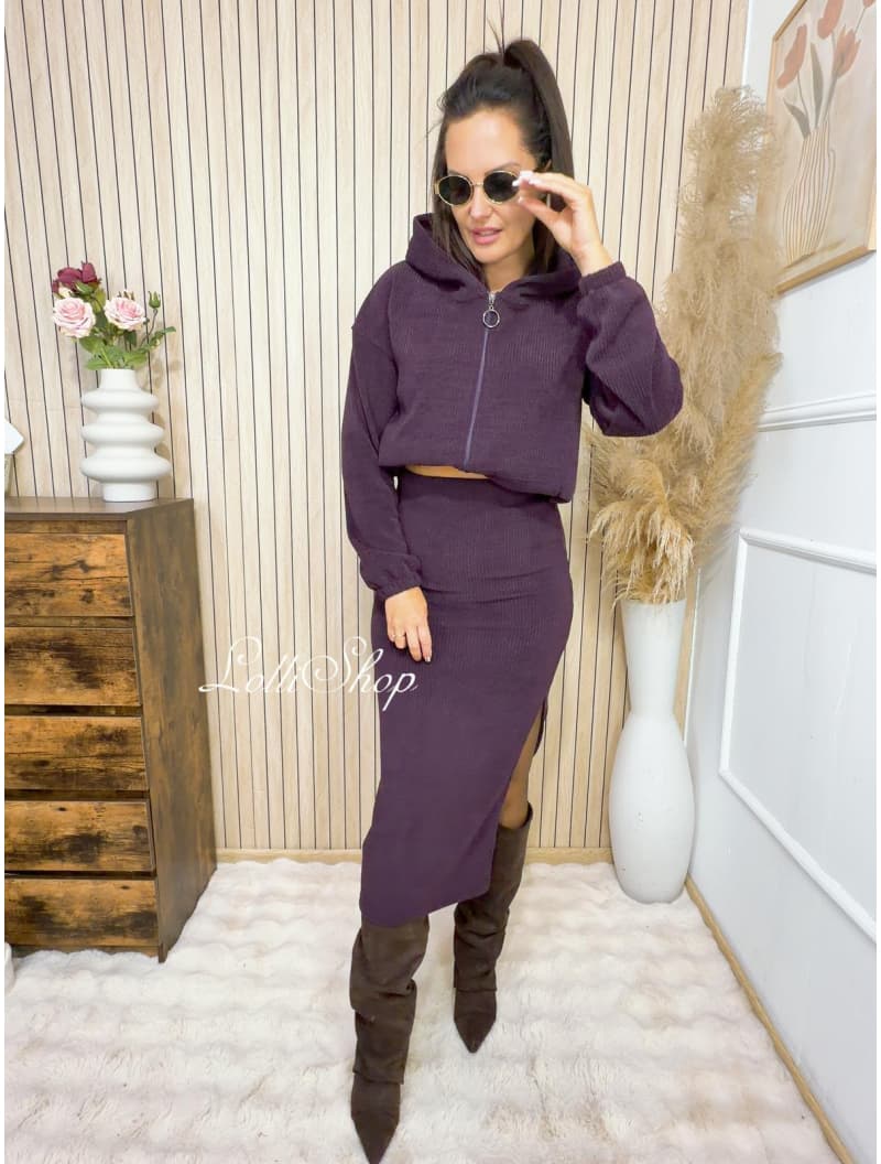 Bluza sztruksowa SHADY ZIP Śliwka, zdjęcie 2
