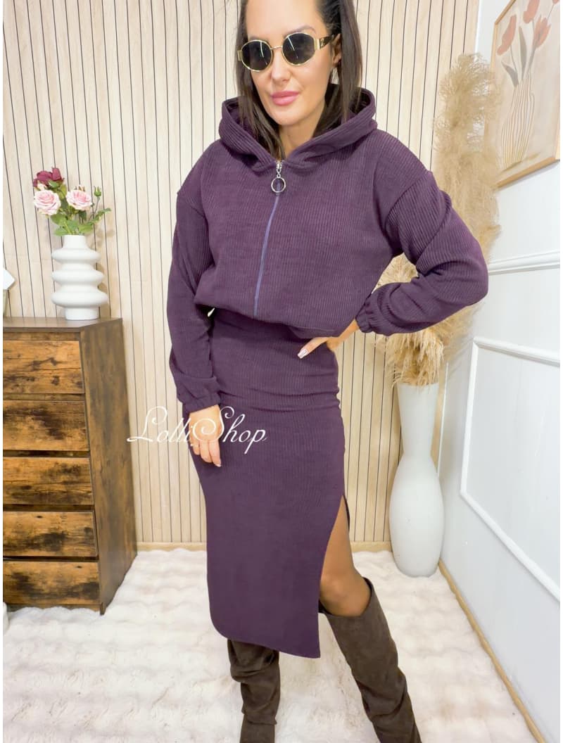 Bluza sztruksowa SHADY ZIP Śliwka, zdjęcie 3