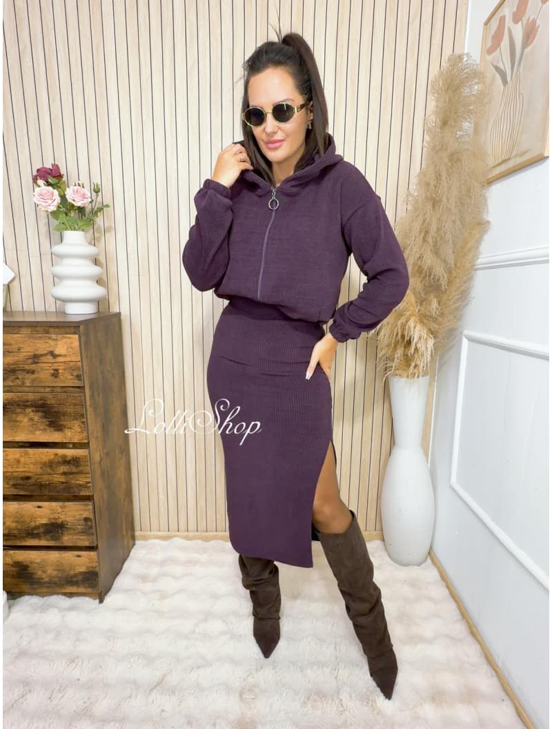 Bluza sztruksowa SHADY ZIP Śliwka, zdjęcie 4