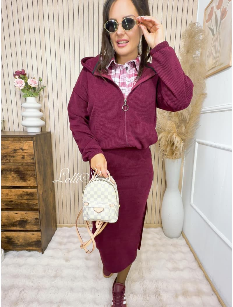 Bluza sztruksowa SHADY ZIP Bordo, zdjęcie 3