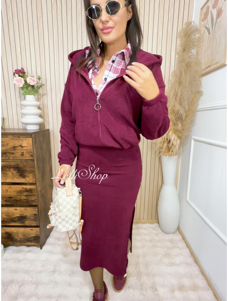 Bluza sztruksowa SHADY ZIP Bordo, zdjęcie 4
