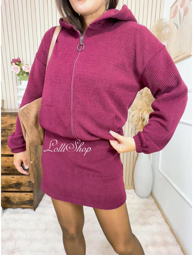 Bluza sztruksowa SHADY ZIP Bordo, zdjęcie 8