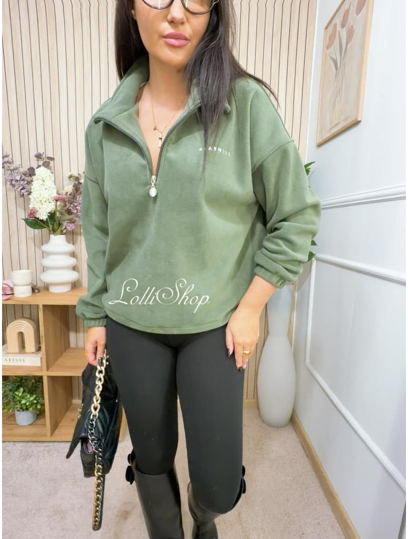Bluza POLAROWA ZIP STAY Oliwka, rozmiar uniwersalny, zdjęcie 4