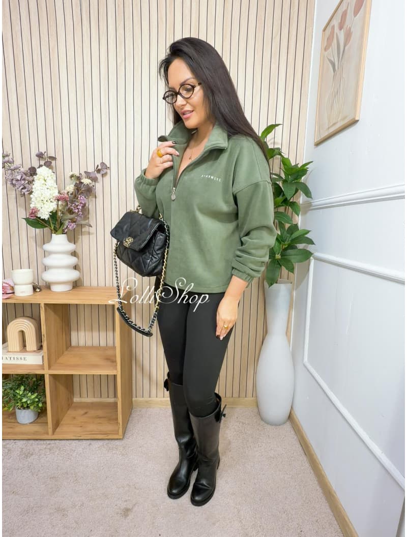 Bluza POLAROWA ZIP STAY Oliwka, rozmiar uniwersalny, zdjęcie 5