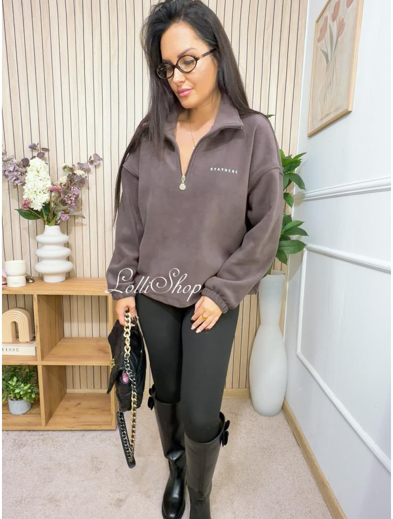 Bluza POLAROWA ZIP STAY Gorzka czekolada, rozmiar uniwersalny, zdjęcie 4