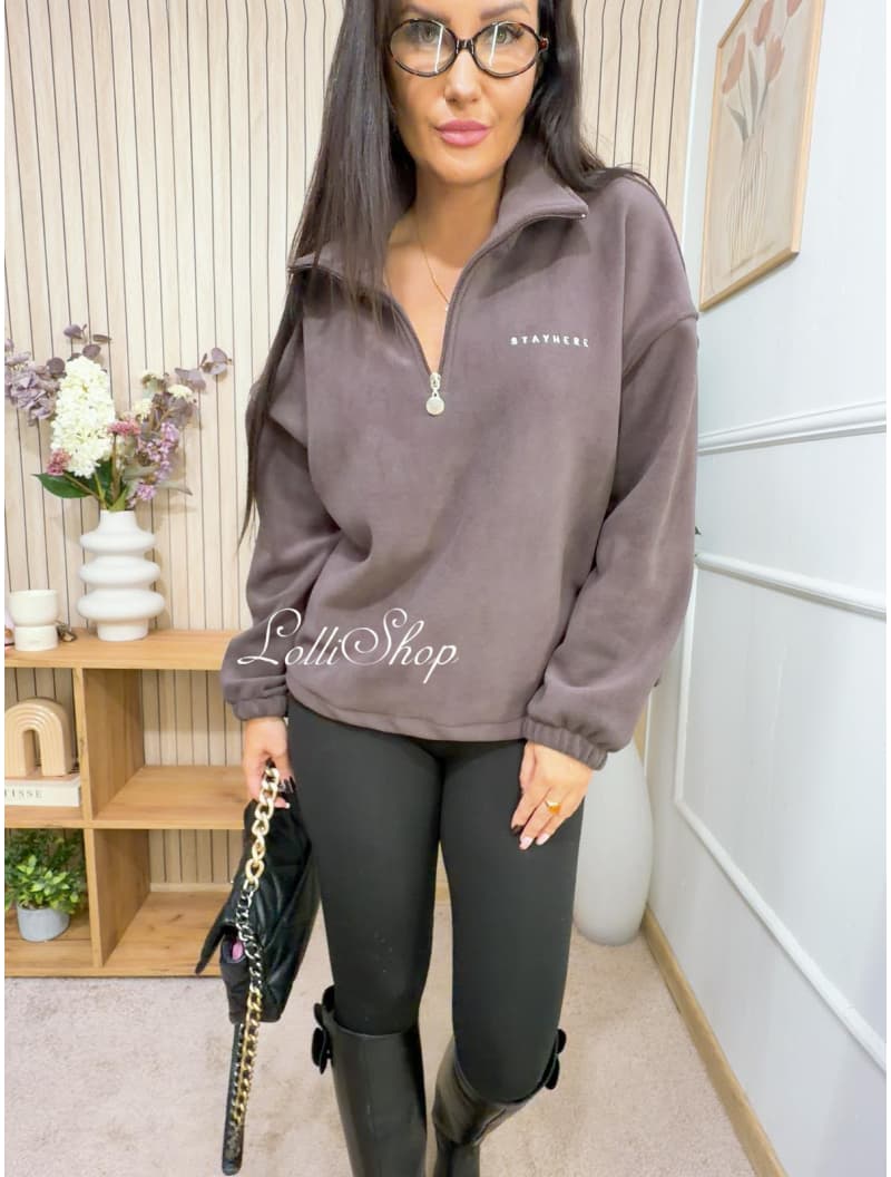 Bluza POLAROWA ZIP STAY Gorzka czekolada, rozmiar uniwersalny, zdjęcie 6