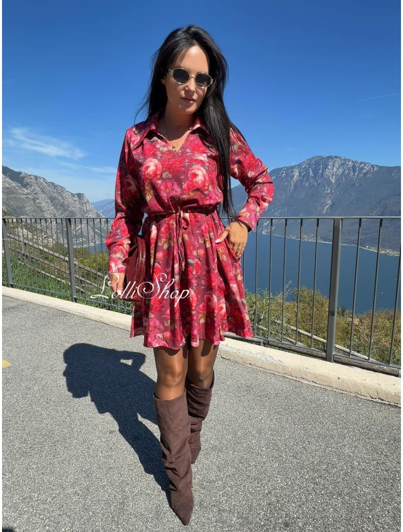 Sukienka MISS LOLLI DONAFIORE kwiaty malina, rozmiar uniwersalny, zdjęcie 2