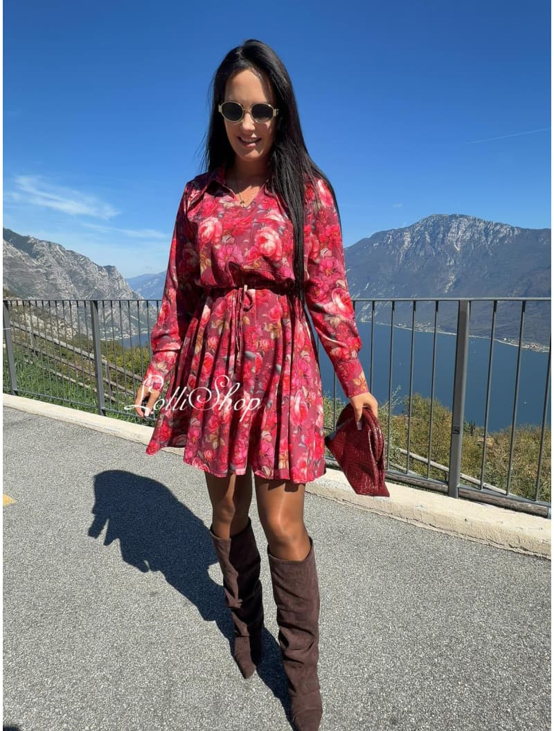 Sukienka MISS LOLLI DONAFIORE kwiaty malina, rozmiar uniwersalny, zdjęcie 4