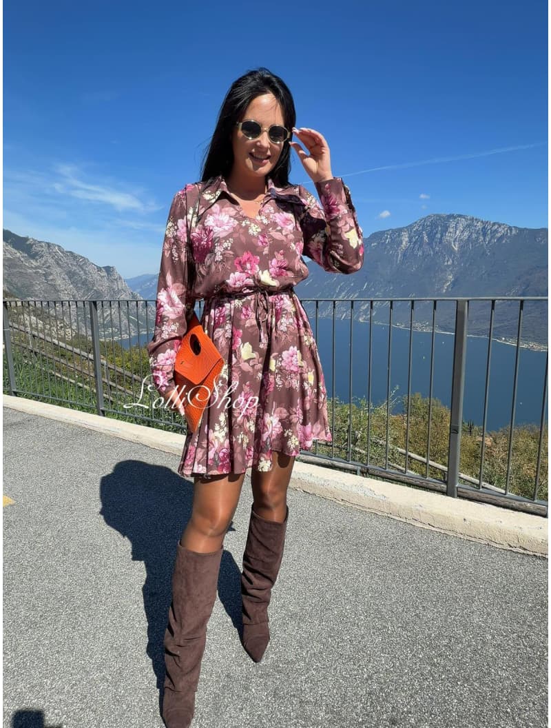 Sukienka MISS LOLLI DONAFIORE czekolada kwiaty, rozmiar uniwersalny, zdjęcie 4