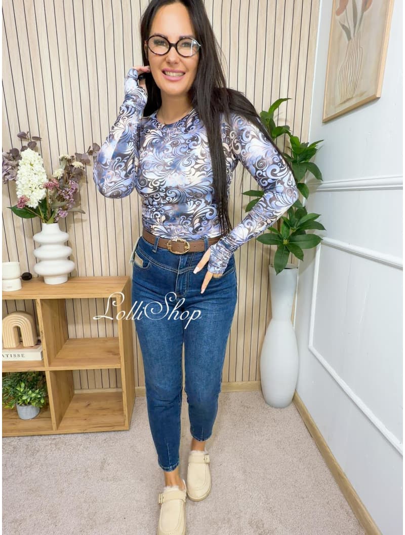 Bluzka wiskozowa MARINA mozaika jeans, zdjęcie 5