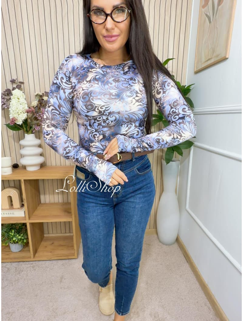 Bluzka wiskozowa MARINA mozaika jeans, zdjęcie 6