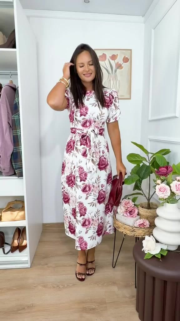 Sukienka MELODY kwiaty bordo