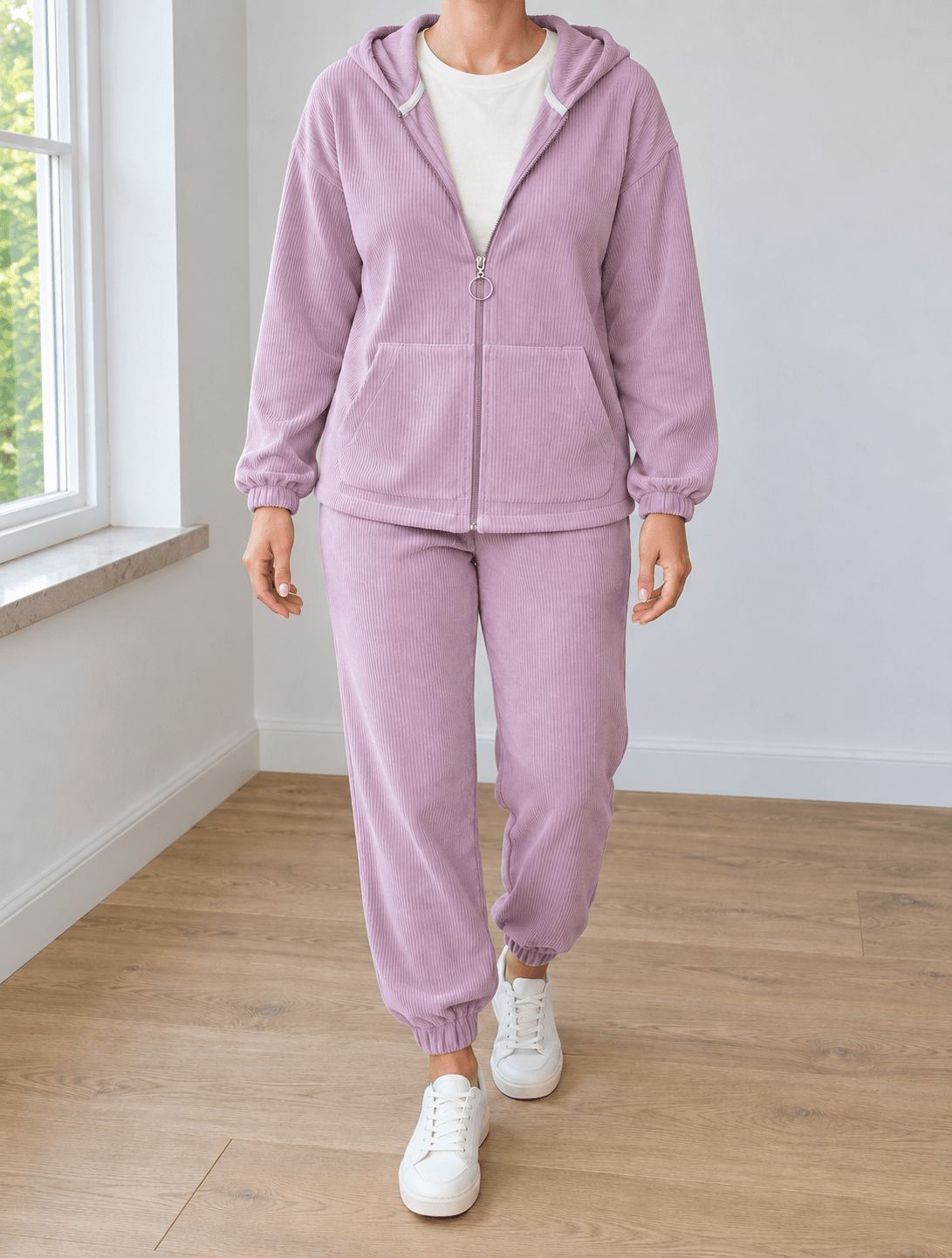 Bluza sztruksowa SHADY ZIP wrzos