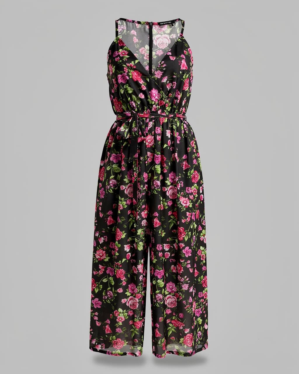 Sukienka MISS LOLLI maxi czarna kwiaty