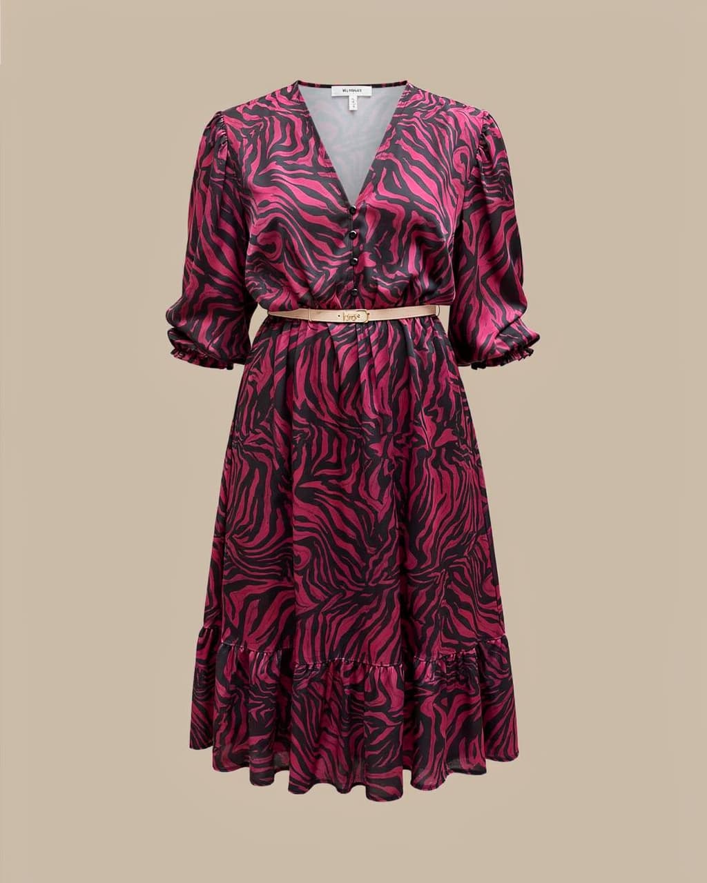 Sukienka ANGELA PLUS SIZE zebra bordowa