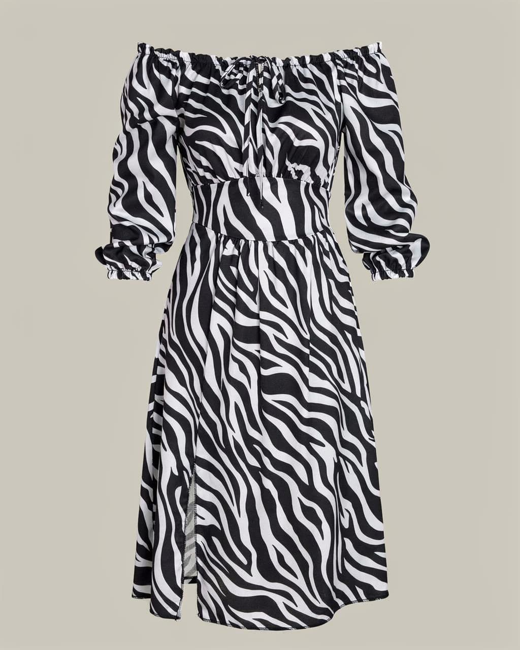 Sukienka CINDY zebra biała