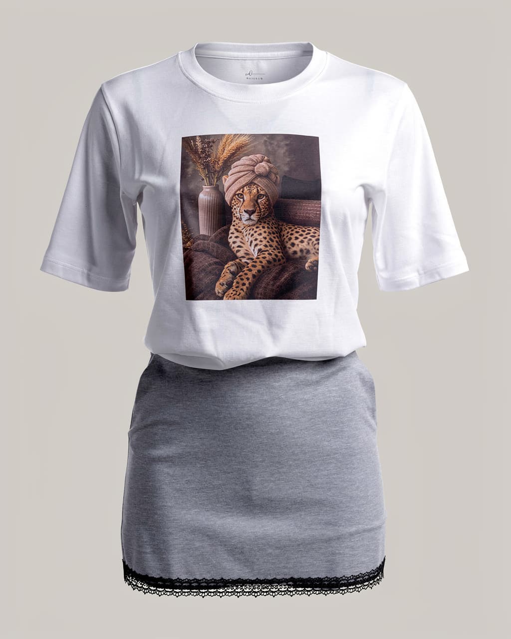 T-Shirt bawełniany GEPARD biały