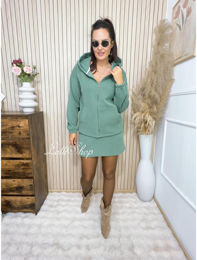 Bluza sztruksowa SHADY ZIP Szałwia