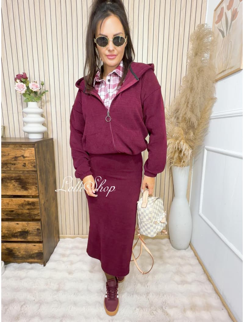 Bluza sztruksowa SHADY ZIP Bordo