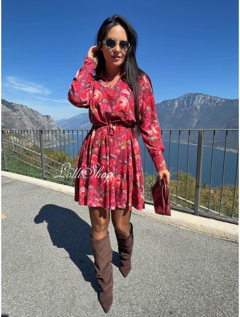Sukienka MISS LOLLI DONAFIORE kwiaty malina