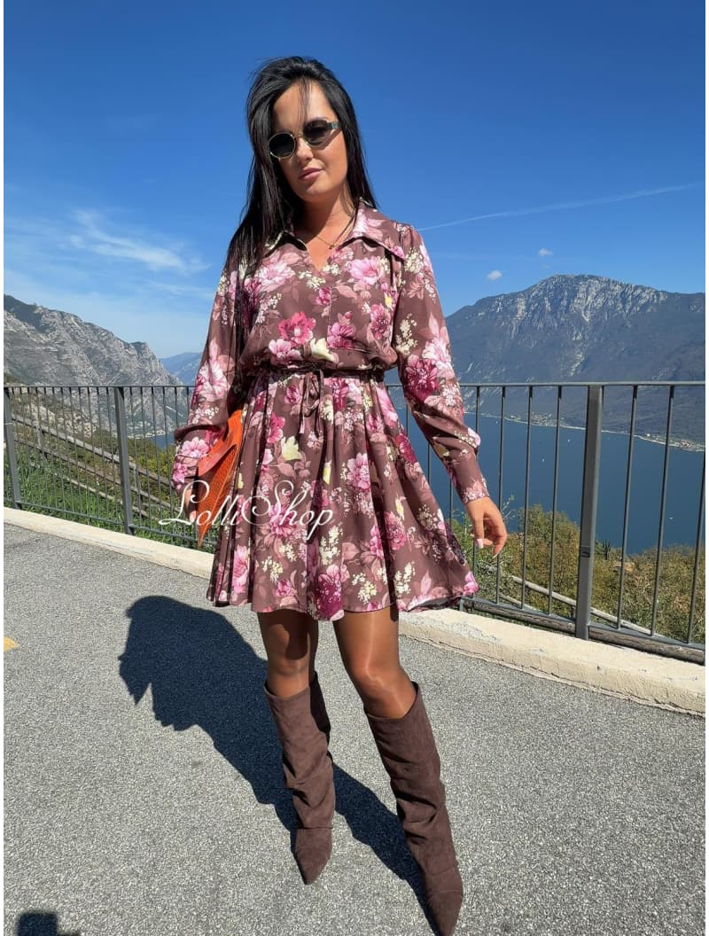 Sukienka MISS LOLLI DONAFIORE czekolada kwiaty