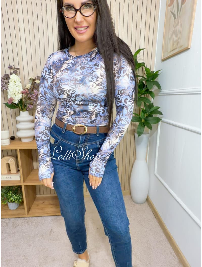 Bluzka wiskozowa MARINA mozaika jeans